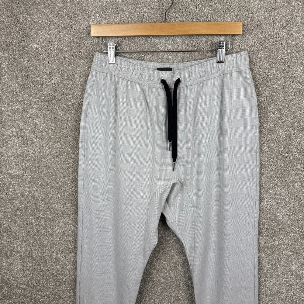 Zanerobe Mens Size 34 Gray Glen‎ Plaid Jogger Pants Elastic Waist Drawstring